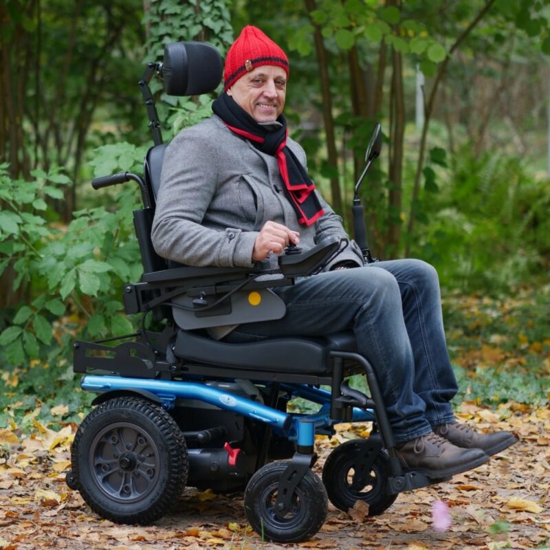Blue All-Terrain Electric Wheelchair